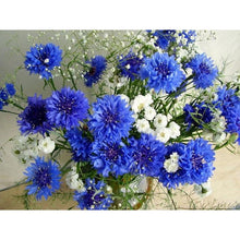 Load image into Gallery viewer, White and blue flowers Diamond Painting Kit - DIY
