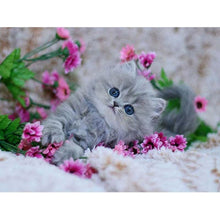 Load image into Gallery viewer, Cute Cat and pink flowers Diamond Painting Kit - DIY
