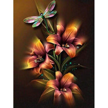 Load image into Gallery viewer, Flowers &amp; Dragonfly Diamond Painting Kit - DIY
