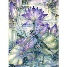 Load image into Gallery viewer, Flowers Lotus Dragonfly Diamond Painting Kit - DIY
