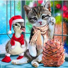 Load image into Gallery viewer, Christmas Cat And Duck Diamond Painting Kit - DIY
