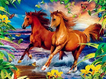 Load image into Gallery viewer, Horses White And Brown Diamond Painting Kit - DIY
